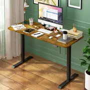 Advwin Electric Standing Desk Adjustable Height Ergonomic Sit Stand up Desk with Memory Lifting 120cm Walnut Splice Board Table Top+Black Frame