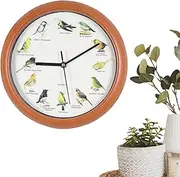 Singing Bird Clock - 10 Inches Vintage Birdsong Wall Clock with Sound | Decorative Art Craft Cuckoo Bird Clocks Collectible for Home Bedroom