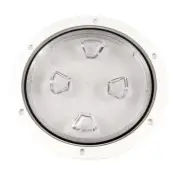 BECKSON 8" CLEAR CENTER SCREW OUT DECK PLATE WHITE 8.5" CUT
