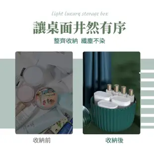 【整潔美】輕奢風帶蓋透明化妝品收納盒(防塵盒 浴室防水收納 梳妝台 刷具盒 口紅收納 桌面收納盒 桌上置物)