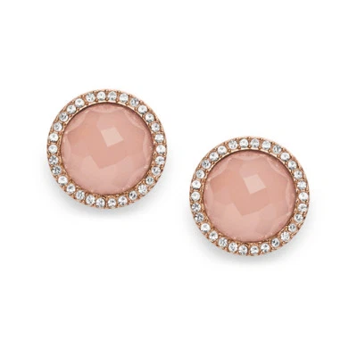 New Fossil Pink Stone Rose Gold-Tone Studs JF02498791