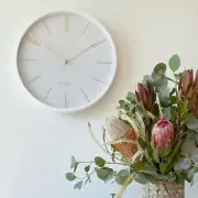 NEW One Six Eight London Maya Metal Wall Clock, White, 30cm