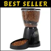 Programmable 18-Cup Automatic Pet Feeder for Dogs and Cats - Modern Black Design