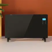 Convection Heater Glass Panel Electric Heaters Wall Mounted Black 2000W