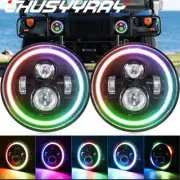 Pair 7inch Round RGB Halo LED Headlights HI/LO For Chevy Chevelle 1971 1972 1973