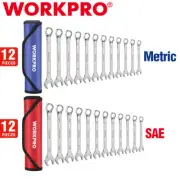 WORKPRO 12PIECES Premium Combination Wrench Sets 12-Point Wrench Sets Metric/SAE