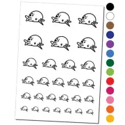 Chibi Narwhal Plopped on Belly Temporary Tattoo Water Resistant Set Collection