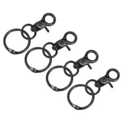 44mm Swivel Clasps Lanyard Snap Hook with Binder Ring for DIY Black, 4Pcs
