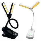 Clip Book Lamp Dual-Head Book Lamp Three-Button Touch for Travel Bedroom Reading