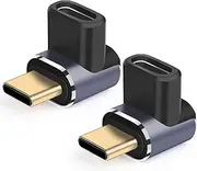 USB C Male to Female Adapter (2 Pack), 40Gbps USB C 90 Degree Angled Adapter Type C Extension Adapter Compatible with Samsung, MacBook and More USB-C Devices