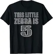 [X.Style] This Little Zebra is 5 Years Old 5th Birthday Zoo Party ds1451 T-Shirt (S) Black