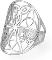 [kkjoy] Irish Trinity Knot Ring Stainless Steel Celtic Knot Eternity Promise Ring Amulet Jewelry for Women Charming Ladies