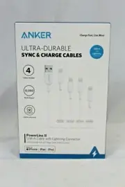 Anker PowerLine II USB-A to Ultra Durable Charging Cable 4-pack Apple.