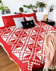 Graphic patchwork Red & White Wild Goose Chase FINISHED QUILT