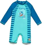 [ADAVERANO] Baby Boy Sunsuits UPF 50+ One Piece L/S Swimsuits with Sun Hat