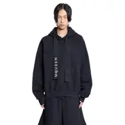 [ALEXANDER MCQUEEN] Mcqueen Wide Drawstring Hoodie Black