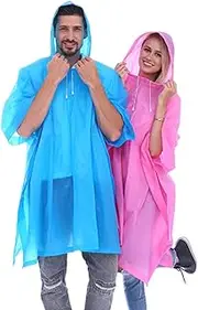 [RUISHYY] Rain Ponchos for Adults Men Women (2-5 Pack), Reusable EVA Clear Poncho Rain Coats Waterproof Jackets with Hood
