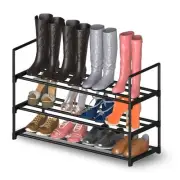 3 Tiers Metal Shoe Rack,Adjustable Shoe Shelf Storage Organizer,Stackable Boo...
