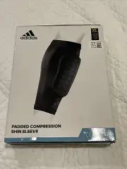 NEW XL X-LARGE ADIDAS PADDED COMPRESSION SHIN SLEEVES SPORTS PROTECTION BLACK