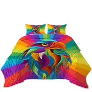 Multi Colored Eagle Head Coverlet