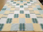 Patchwork Quilt Top Full Twin Moire Fabrics 72 In W x 71 In L Greens Gold Plaid