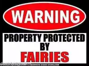 Fairy Sign Aluminum Wall Sign Property Protected by Fairies 9" x 12" WS500GN
