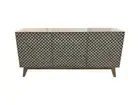 Bone Inlay Scandinavian Black Solid Wood Sideboard Geometric Pattern 168x39x81cm