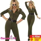 Ladies Top Gun Costume Womens 1980s Army Military 80s Aviator Pilot Jumpsuit
