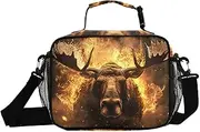 Moose Forest Fire Insulated Lunch Box for Women Men - Ideal for Work, Picnics - Includes Adjustable Shoulder Strap