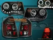 05-07 CHRYSLER 300C /SRT-8 PROJECTOR HEADLIGHTS BLACK CCFL HALO+ LED TAIL LIGHTS (for: Chrysler)
