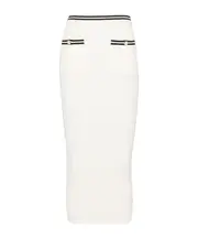 cable-knit stripe-trim midi skirt IT42 White