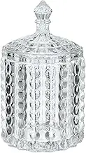 RockTrend Home Decorative Butterfly Candy Jar Candy Dish Candy Buffet Storage Container Clear Crystal Diamond Faceted Jar with Crystal Lid-Large-16 OZ (Round, 16 OZ)