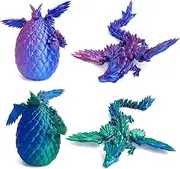 Guador 3D Printed Dragon Egg with Dragon, Pack of 2 Dragon Eggs, Mysterious Wing Style Dragon, Dragon in Egg, Dragon Eggs, Figures Surprise Easter Dragon Eggs, Home Decor, Blue/Purple + Blue-Green