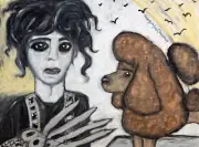 SCISSORHANDS GROOMING Poodle Dog Art Print 8.5 x 11 Signed Artist KSams Gothic