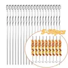 5-50PCS LONG Metal Kebab Grilling Steel Sticks Flat BBQ Skewers Barbecue Meat