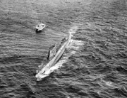 The American Nuclear submarine "Triton" pictured arriving back- 1960s Old Photo