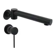Matt Black Round Swivel Wall Bath Spout Basin Faucet Tap Water Outlet Small Face Mixer