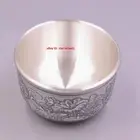 Solid 999 Fine Silver Small Tea Cup Heat Insulation Fish Pattern Chinese Bowl