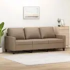 3-Seater Sofa Lounge Couch Futon Chair Modern Faux Leather Cappuccino 180cm