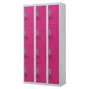 12-Door Locker for Office Gym Shed School Home Storage - Standard Lock with 2 Keys