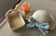 American Girl Blaire watering can basket and OG hat for 18" doll NEW