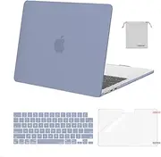 MOSISO Compatible with MacBook Air 13 inch Case 2025-2022 M4 A3240 M3 A3113 M2 A2681 Touch ID,Plastic Case&Keyboard Cover&Screen Film&Pouch Compatible with MacBook Air 13.6 inch Case, Lavender Gray