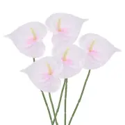 5Pcs 13" Artificial Anthurium Lily Flowers Floral Bouquet Decor, Pink White