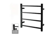 Square Matte Black Electric Heated Towel Rack 4 Bars / 6 Bars
