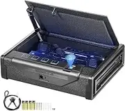 VEVOR Gun Safe for Pistols, Biometric Gun Safe with Three Quick Access Ways of Fingerprints, Passwords and Keys, Handgun Safe for 2 Pistols for Home, Bedside, Nightstand, Car