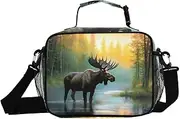 Moose Sunrise Forest Insulated Lunch Box for Women Men - Ideal for Work, Picnics - Includes Adjustable Shoulder Strap