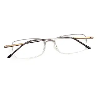 純鈦+記憶金屬鏡腳鏡架 銀色半框光學眼鏡 配近視眼鏡(方框/半框)15238 (3.5折)