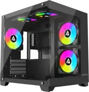 Prism-Bk Prism Micro-Atx Gaming PC Cube Case W/ 5X 120Mm ARGB Fans, 366 RGB Mode