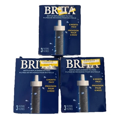 3x 3-PACK BRITA WATER BOTTLE REPLACEMENT FILTER 18 MONTH SUPPLY
