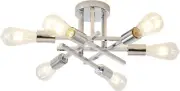 Semi Flush Mount Ceiling Light Fixtures, Industrial 6 Lights Chrome E27 Base Mod